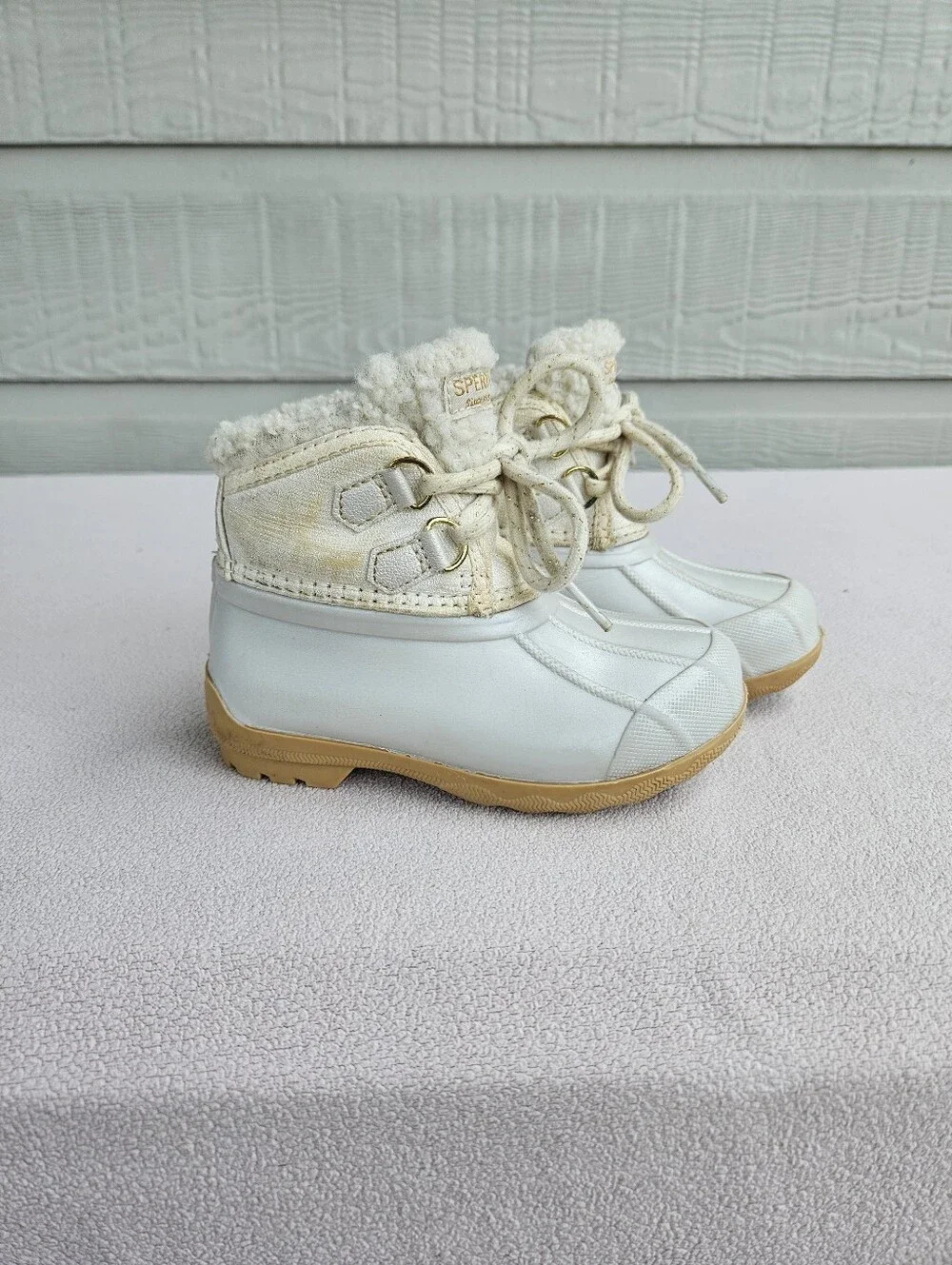 Sperry Kids' Port Alpine Duck Ankle Boot Toddler SZ 7 White Waterproof Lined